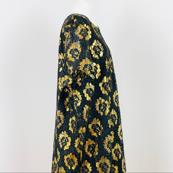 Vintage Sandi Dee black & gold dress 24 1/2 - Picture 3 of 6